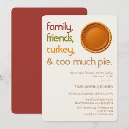 Convite Família, Amigos, Peru, Torta de Ação de Graças Mod
