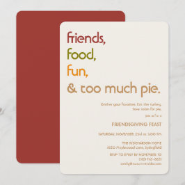 Convite Família, Amigos, Peru, Torta - Friendsgiving moder