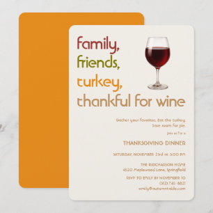 Convite Família, Amigos, Peru, Vinho Dia de Ação de Graças