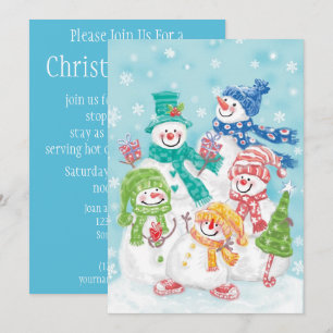 Convite Família Bonita de Neve de Natal na Neve