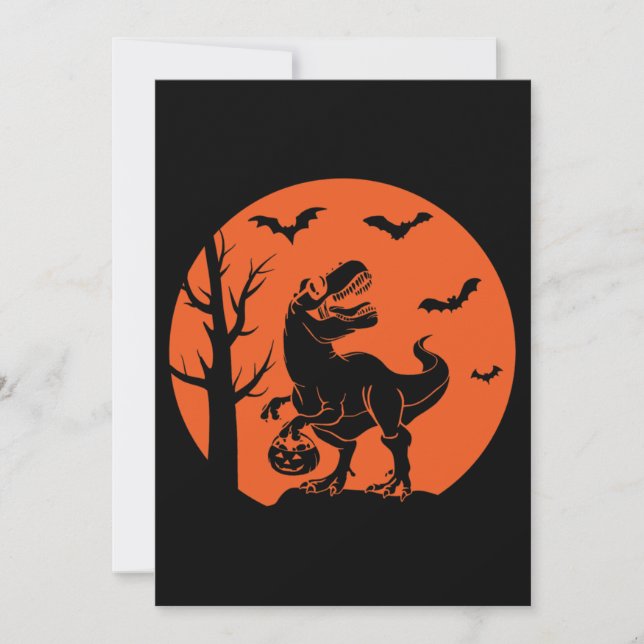 Convite Família de Dinossauros Fantasia de Halloween Hallo (Frente)