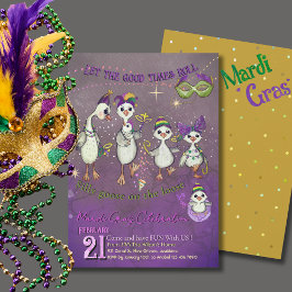 Convite Família de Ganso Caprichosa Mardi Gras Roxo Amarel
