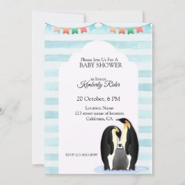 Convite Família de Pinguins Fofa