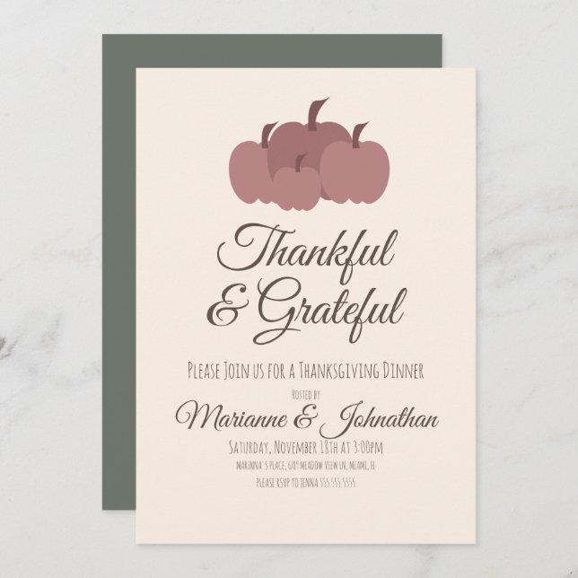 Convite Família Jante de Ação de Graças de Pumpkins (Frente/Verso)