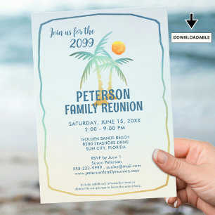 Convite Família Reunião Palm Trees Beach Tropical