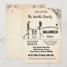 Convite Família Skeleton Festa de Halloween Bash