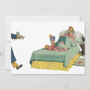 Convite Família Vintage Servindo o Café da Manhã na Cama p
