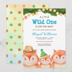 Convite Família Woodland Fox Chá de fraldas Wild One