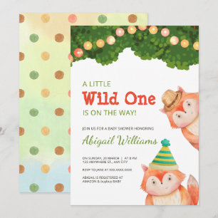 Convite Família Woodland Fox Chá de fraldas Wild One