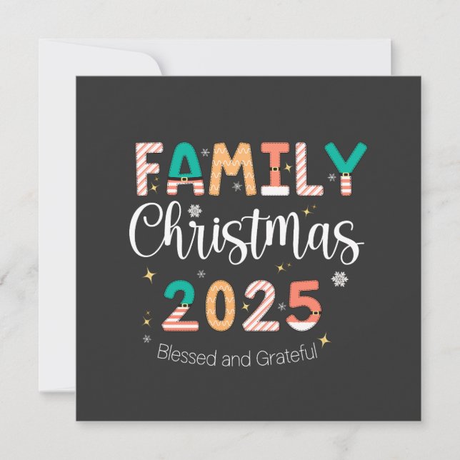 Convite Family Christmas 2025 Blessed and Grateful  (Frente)