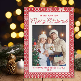 Convite Family Christmas photo red Christmas background