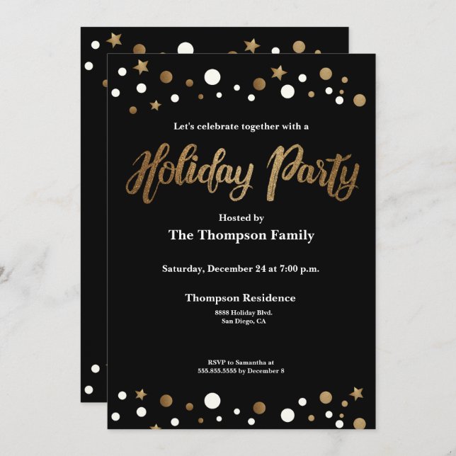 Convite Family Holiday Christmas Party invitation (Frente/Verso)