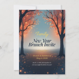 Convite Family New Year Brunch Invitation Magical Forest 