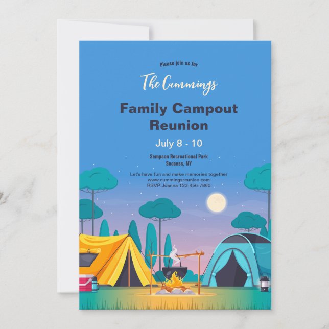 Convite Family Reunion Camping  (Frente)