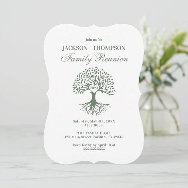 Convite Family Reunion Green and white Invitation (Em pé/Frente)