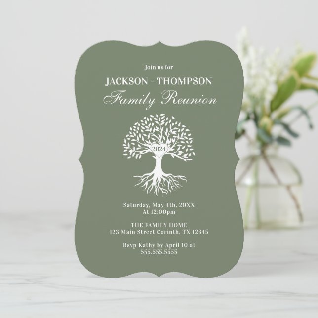 Convite Family Reunion green Invitation (Em pé/Frente)