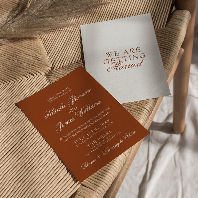 Convite Fancy Burnt Orange Boho Chic Terracotta Wedding (Criador carregado)