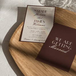 Convite Fancy Chocolate Brown Old Money Retro Wedding