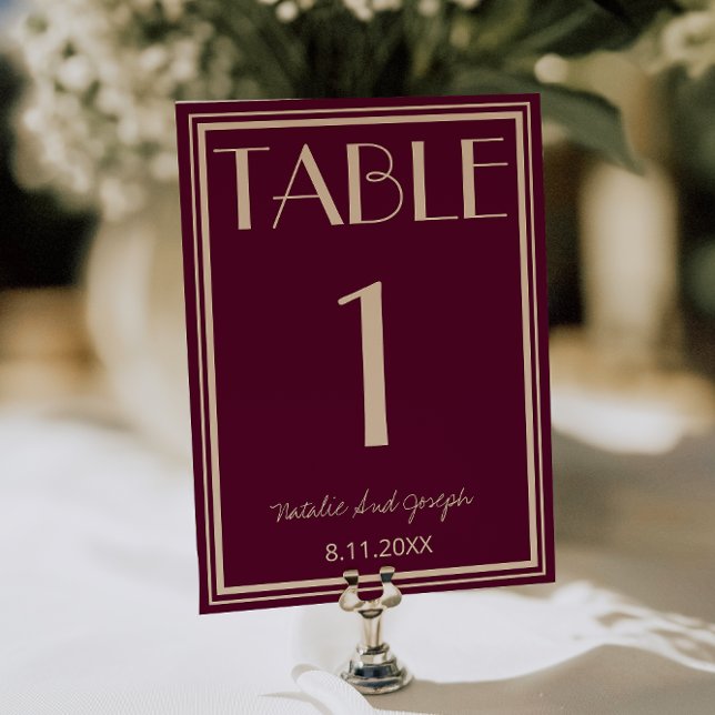 Convite  Fancy Fig Beige Old Money Wedding Table Number (Criador carregado)