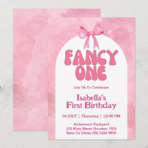 Convite Fancy One Arco Rosa Coquette Menina 1º Aniversário
