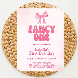 Convite Fancy One Arco Rosa Coquette Menina 1º Aniversário