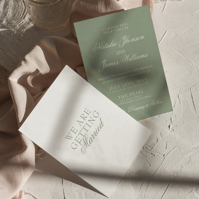 Convite Fancy Sage Green Luxury Boho Modern Wedding (Criador carregado)