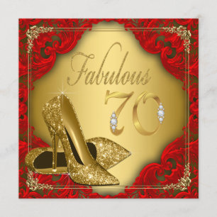 Convite Fancy Vermelho Dourado Salto Alto Fabuloso Anivers