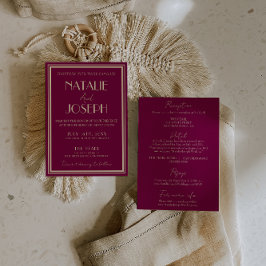 Convite Fancy Wine Dusty Rose Old Money All In One Wedding