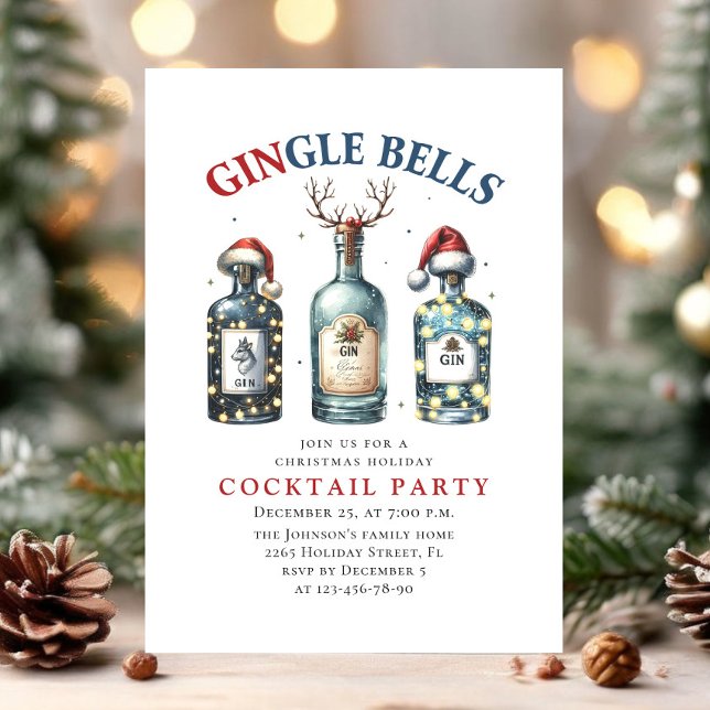 Convite Fanny Hand Desenhou Festa de Natal Falido Cocktail (Criador carregado)