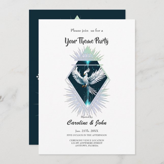 Convite Fantasia branca maravilhosa. (Frente/Verso)