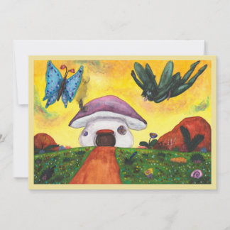 Convite Fantasia de Aquarela Fada Borboleta Casa de Cogume