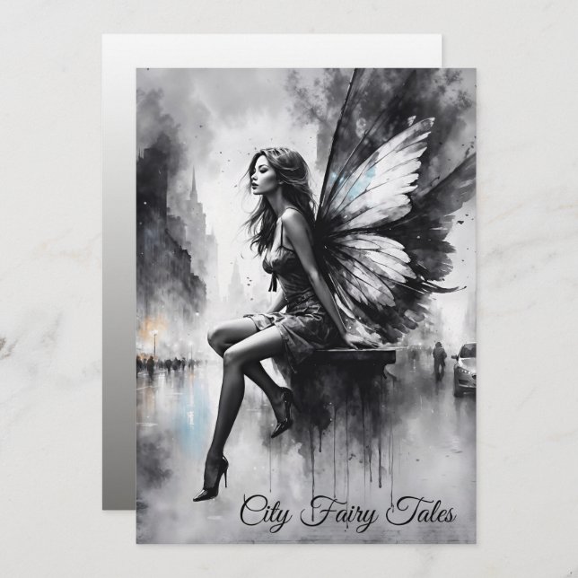 Convite Fantasia de fadas, ruas noturnas chuvosas sonham m (Frente/Verso)