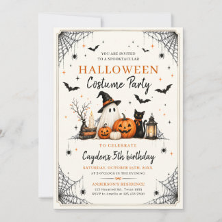 Convite Fantasia de Fantasma de Halloween para Crianças no