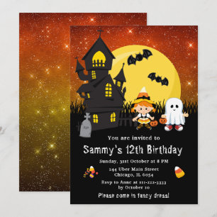 Convite Fantasia de Halloween Aniversário Bruxa Fantasma L