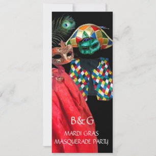 CONVITE FANTASIA DE HARLEQUIM NO CARNAVAL MÁSCARA DE FESTA