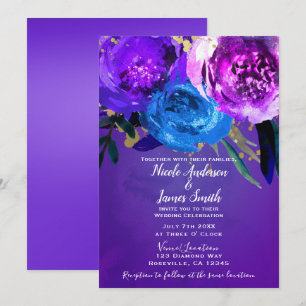 Convite Fantasia de Noiva Floral Roxo Ultra Violeta Vibran
