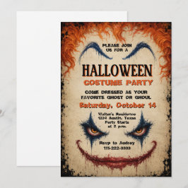 Convite Fantasia de Palhaço Mau para Festa de Halloween As