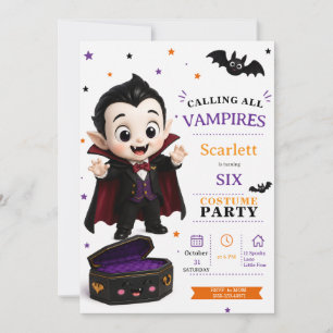 Convite Fantasia de Pequeno Vampiro - Festa de Aniversário