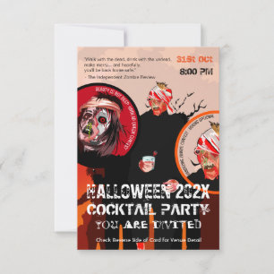 Convite Fantasia de Zumbi de Halloween Engraçada para Fest