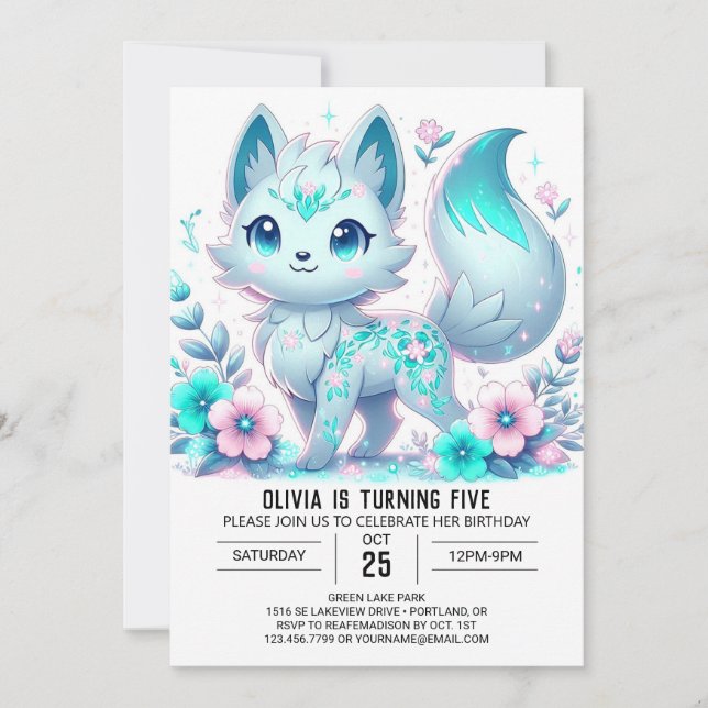 Convite Fantasia divertida Wolf Digital Birthday (Frente)