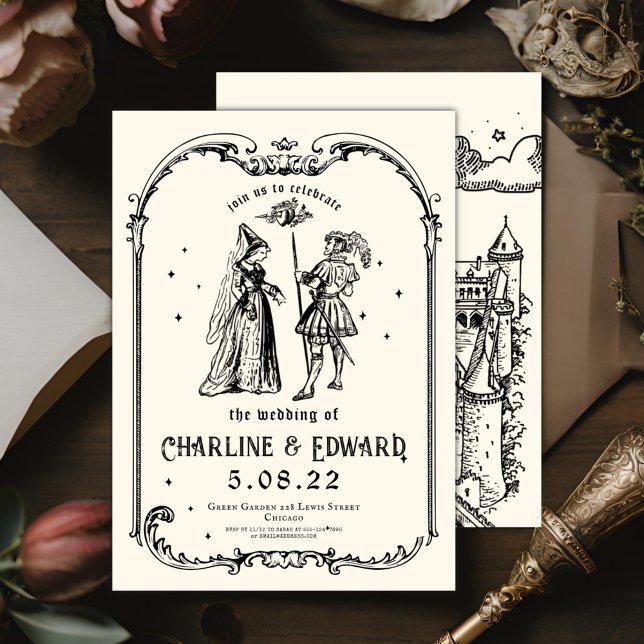 Convite Fantasia Engrenando Arte Medieval Weding (Criador carregado)