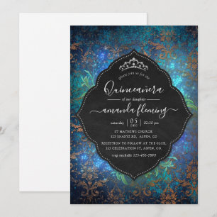 Convite Fantasia Espumante Vintage Quinceañera Damasco