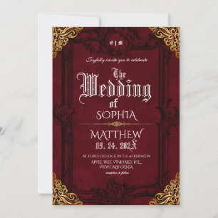 Convite Fantasia Medieval Real Borgonha Casamento Dourado