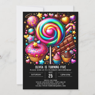 Convite Fantasia Personalizada Candyland Digital Birthday
