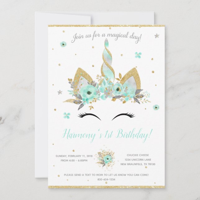 Convite Fantasia Unicórnio (Frente)