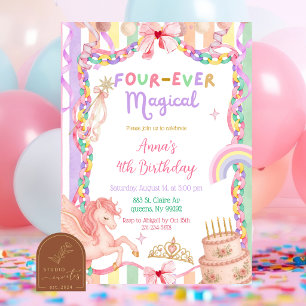 Convite Fantasia Unicórnio Para-Sempre Aniversário Mágico