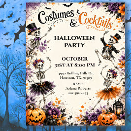 Convite Fantasias Coquetéis Dança Esqueleto Halloween 