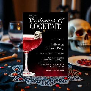 Convite Fantasias & Coquetéis Festa de Halloween Black & R