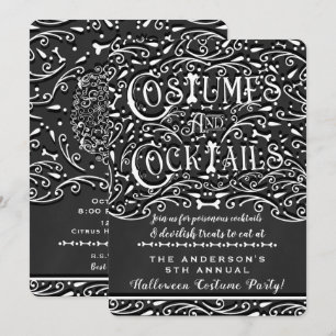 Convite Fantasias & Coquetéis Festa de Halloween com Giz V