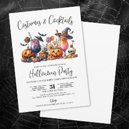 Convite Fantasias Coquetéis Festa de Halloween para Adulto